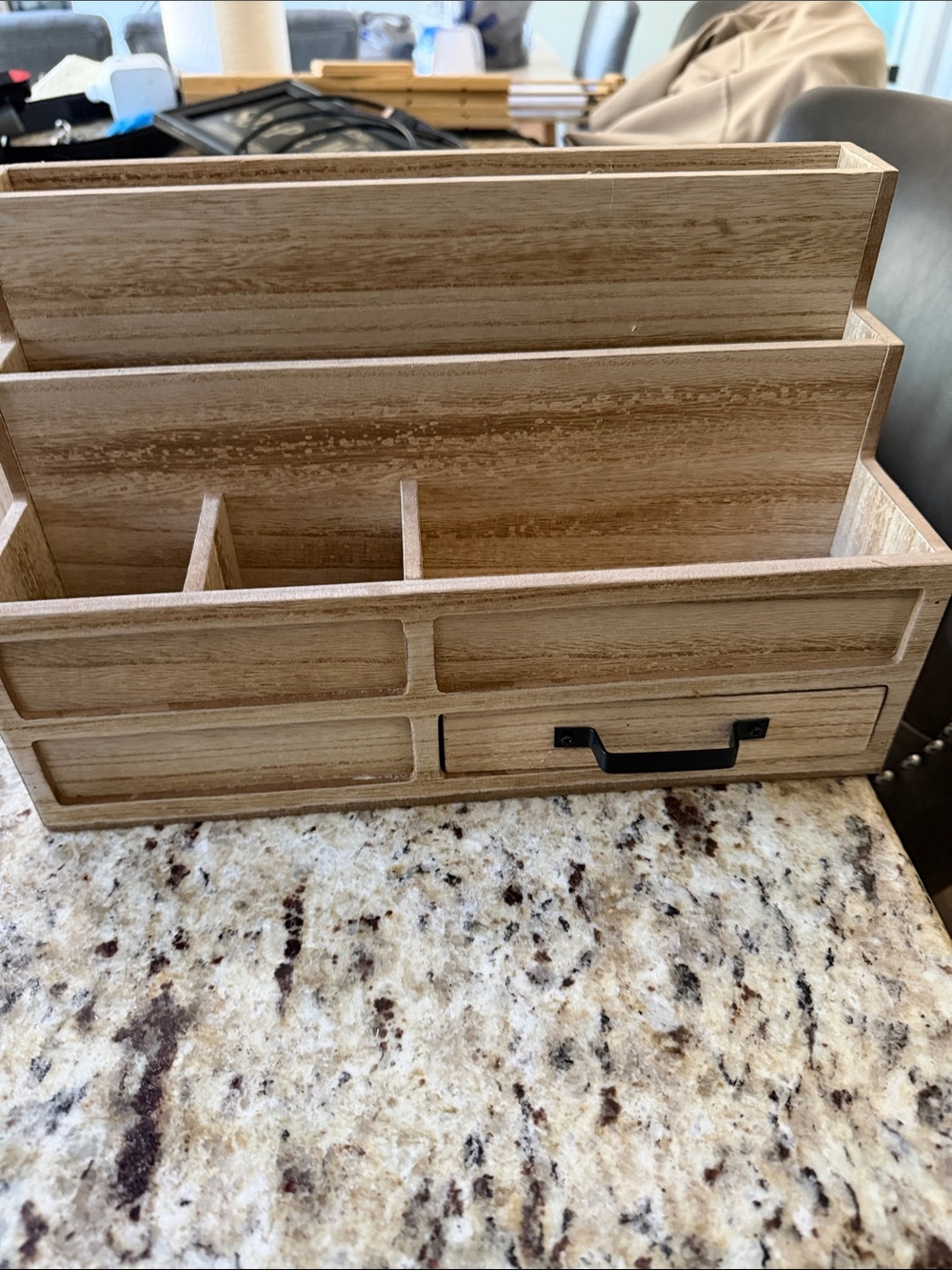 Natural Wood Makeup Organizer with Drawer - Light Brown